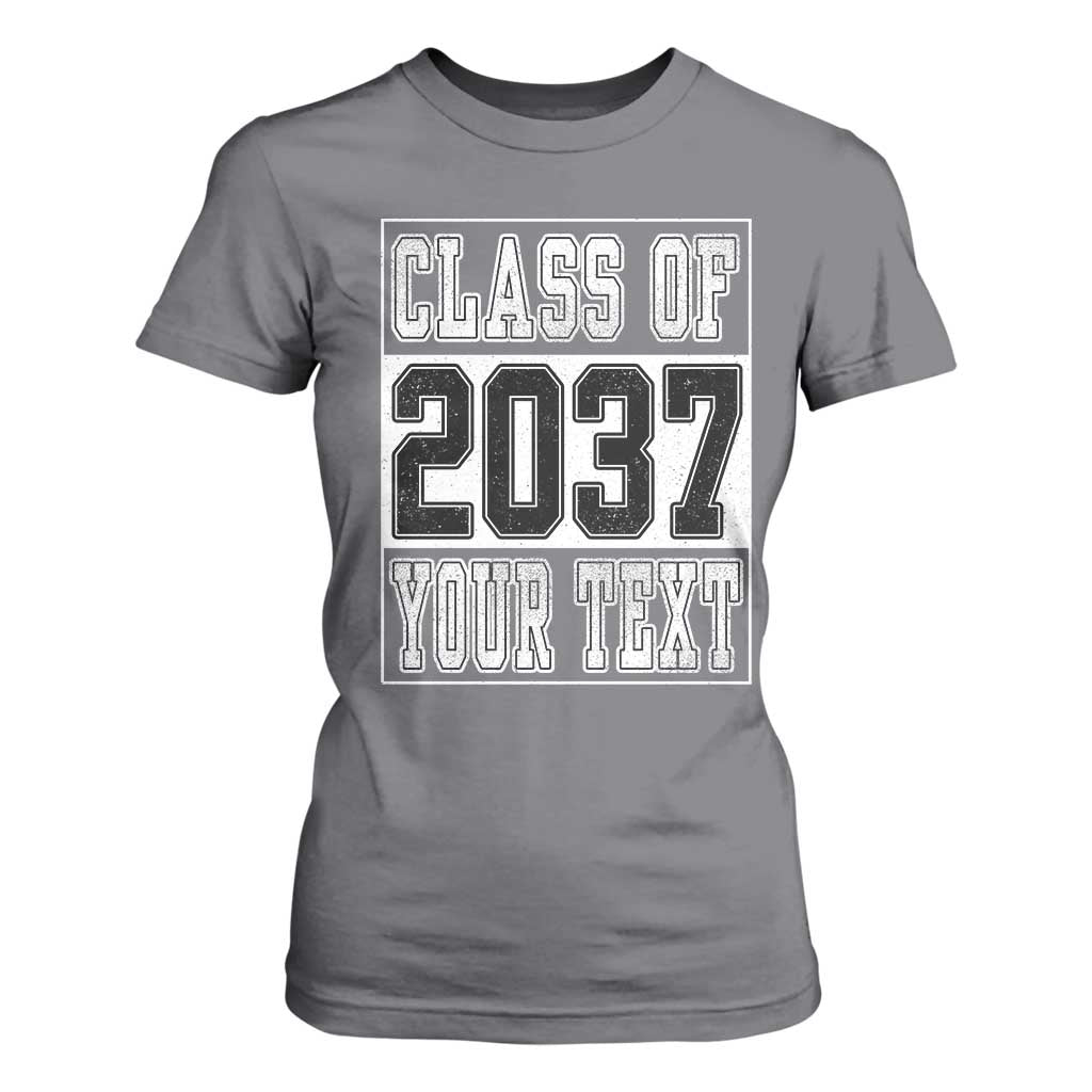 Personalized Class of 2037 T Shirt For Women Custom Name Grow With Me To Graduation TS10 Charcoal Print Your Wear
