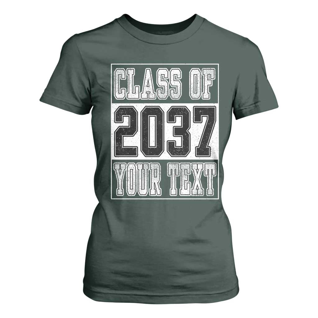 Personalized Class of 2037 T Shirt For Women Custom Name Grow With Me To Graduation TS10 Dark Forest Green Print Your Wear