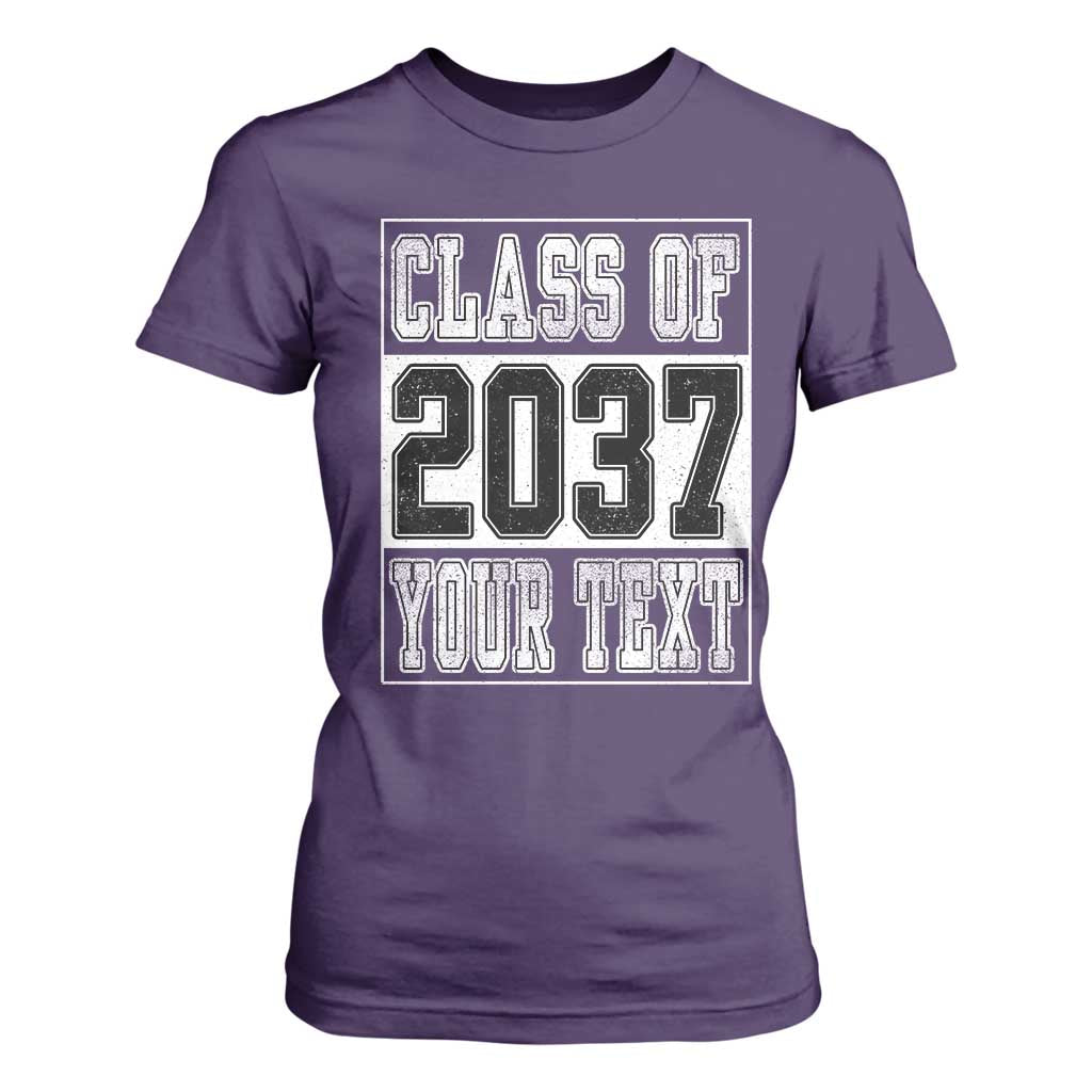 Personalized Class of 2037 T Shirt For Women Custom Name Grow With Me To Graduation TS10 Purple Print Your Wear