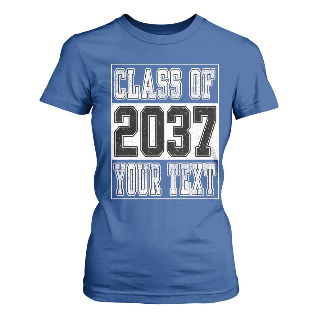 Personalized Class of 2037 T Shirt For Women Custom Name Grow With Me To Graduation TS10 Royal Blue Print Your Wear
