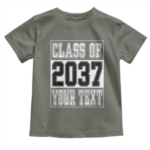 Personalized Class of 2037 Toddler T Shirt Custom Name Grow With Me To Graduation TS10 Military Green Print Your Wear