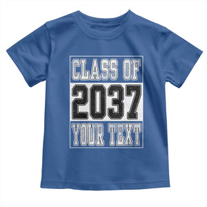Personalized Class of 2037 Toddler T Shirt Custom Name Grow With Me To Graduation TS10 Royal Blue Print Your Wear