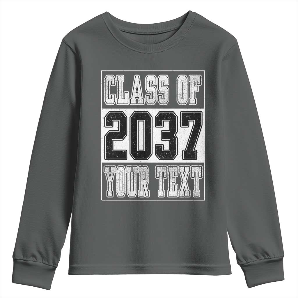 Personalized Class of 2037 Youth Sweatshirt Custom Name Grow With Me To Graduation TS10 Dark Heather Print Your Wear