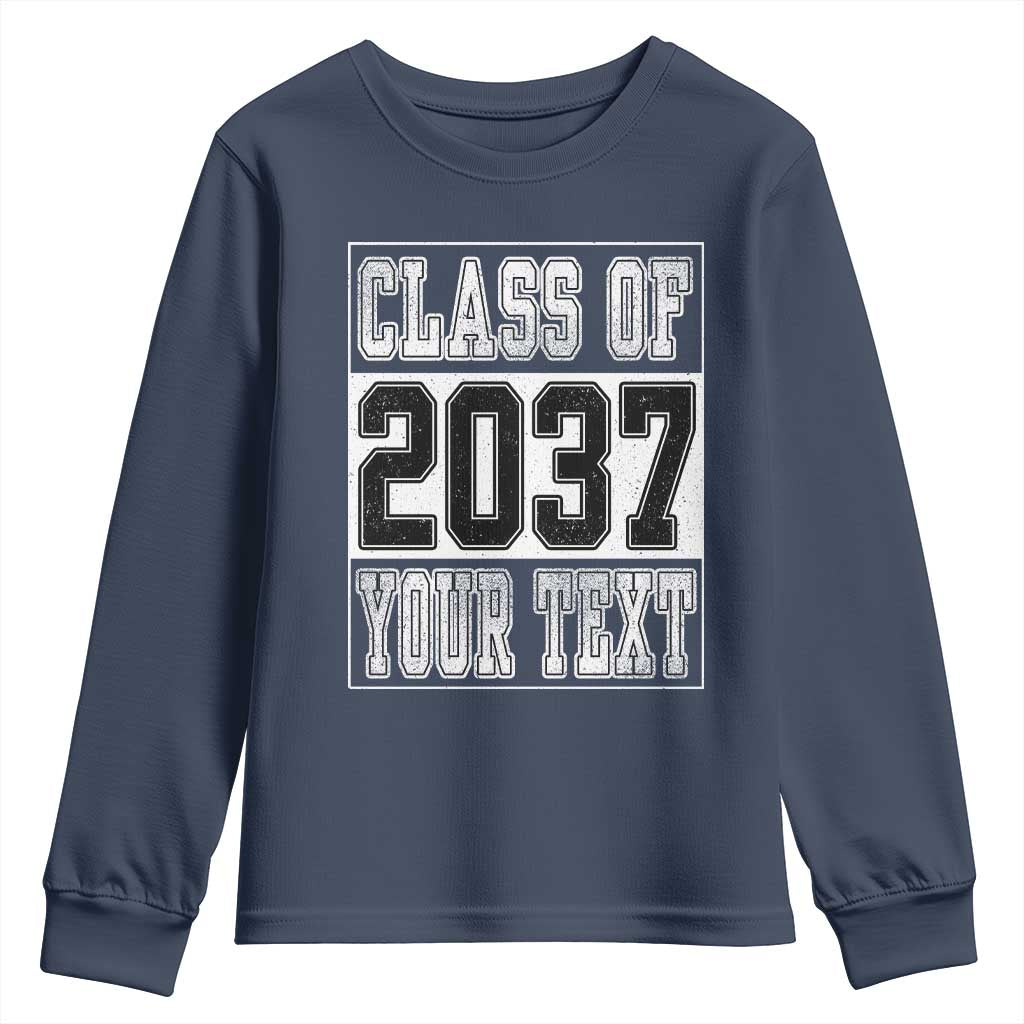 Personalized Class of 2037 Youth Sweatshirt Custom Name Grow With Me To Graduation TS10 Navy Print Your Wear