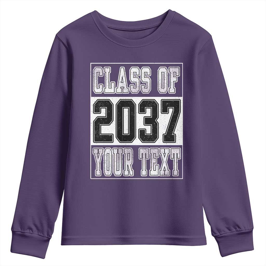Personalized Class of 2037 Youth Sweatshirt Custom Name Grow With Me To Graduation TS10 Purple Print Your Wear