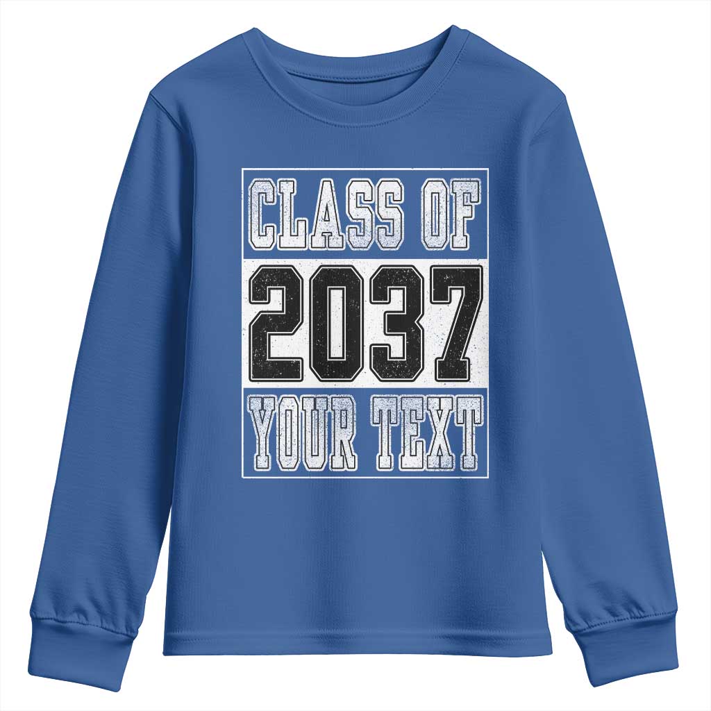 Personalized Class of 2037 Youth Sweatshirt Custom Name Grow With Me To Graduation TS10 Royal Blue Print Your Wear