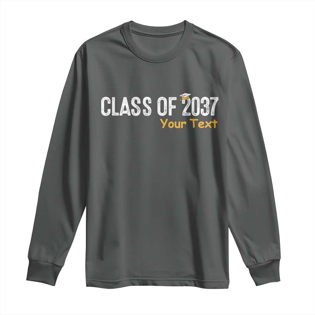 Personalized Class of 2037 Long Sleeve Shirt Custom Name Grow With Me Graduation TS10 Dark Heather Print Your Wear