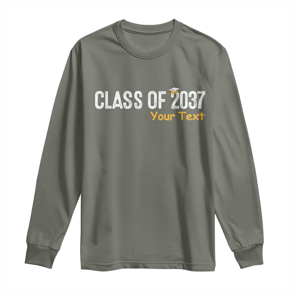 Personalized Class of 2037 Long Sleeve Shirt Custom Name Grow With Me Graduation TS10 Military Green Print Your Wear