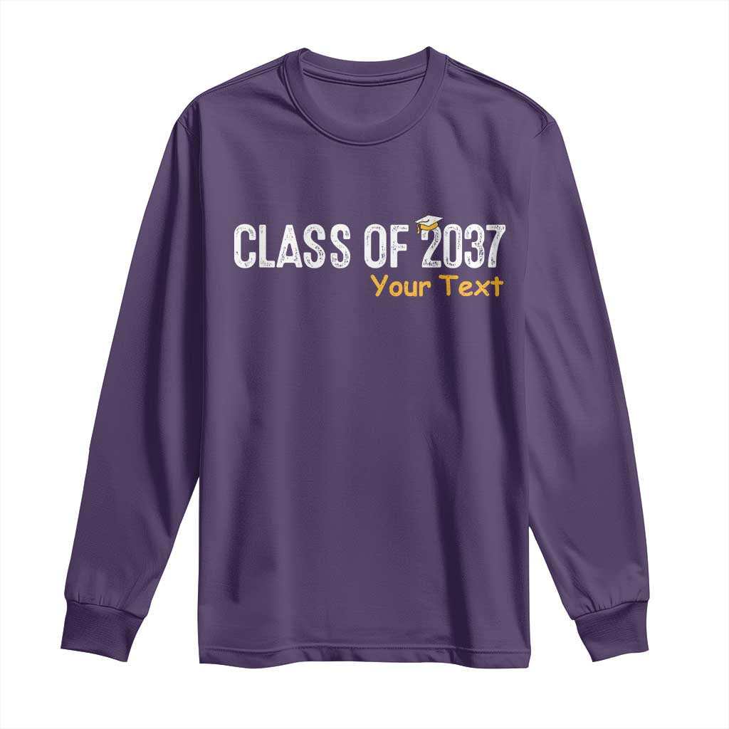 Personalized Class of 2037 Long Sleeve Shirt Custom Name Grow With Me Graduation TS10 Purple Print Your Wear