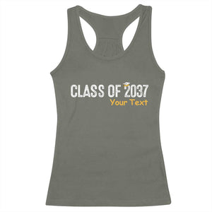 Personalized Class of 2037 Racerback Tank Top Custom Name Grow With Me Graduation TS10 Military Green Print Your Wear