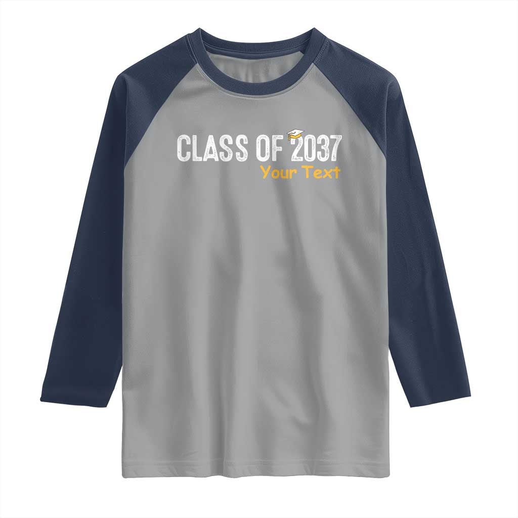 Personalized Class of 2037 Raglan Shirt Custom Name Grow With Me Graduation TS10 Sport Gray Navy Print Your Wear