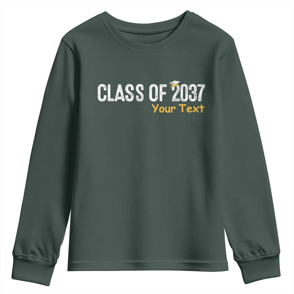 Personalized Class of 2037 Youth Sweatshirt Custom Name Grow With Me Graduation TS10 Dark Forest Green Print Your Wear