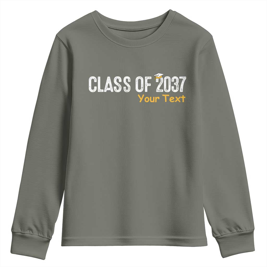 Personalized Class of 2037 Youth Sweatshirt Custom Name Grow With Me Graduation TS10 Military Green Print Your Wear