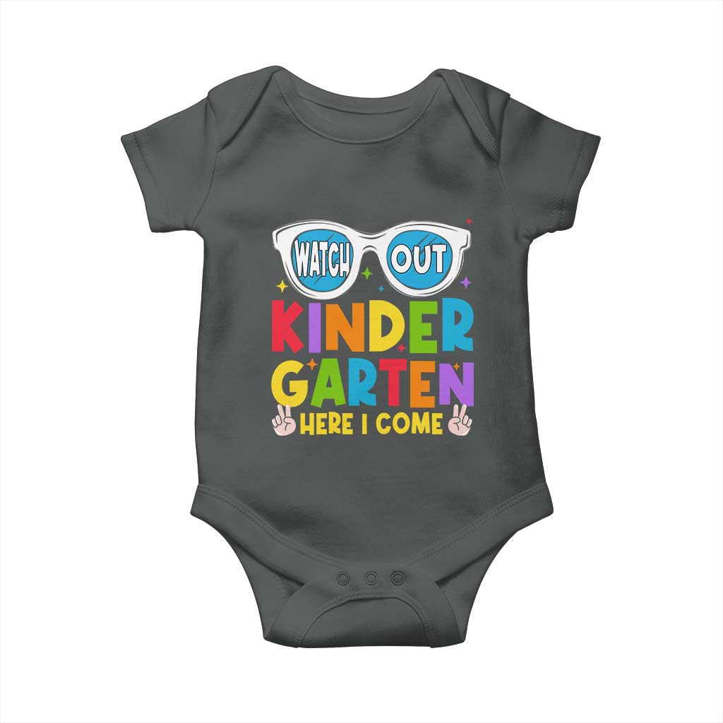 Back to School Kinder Baby Onesie Funny Kindergarten Teacher Team TS10 Dark Heather Print Your Wear