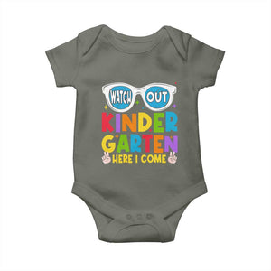 Back to School Kinder Baby Onesie Funny Kindergarten Teacher Team TS10 Military Green Print Your Wear