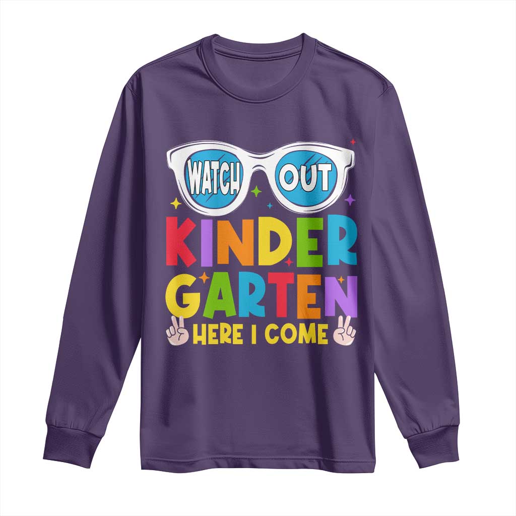 Back to School Kinder Long Sleeve Shirt Funny Kindergarten Teacher Team TS10 Purple Print Your Wear