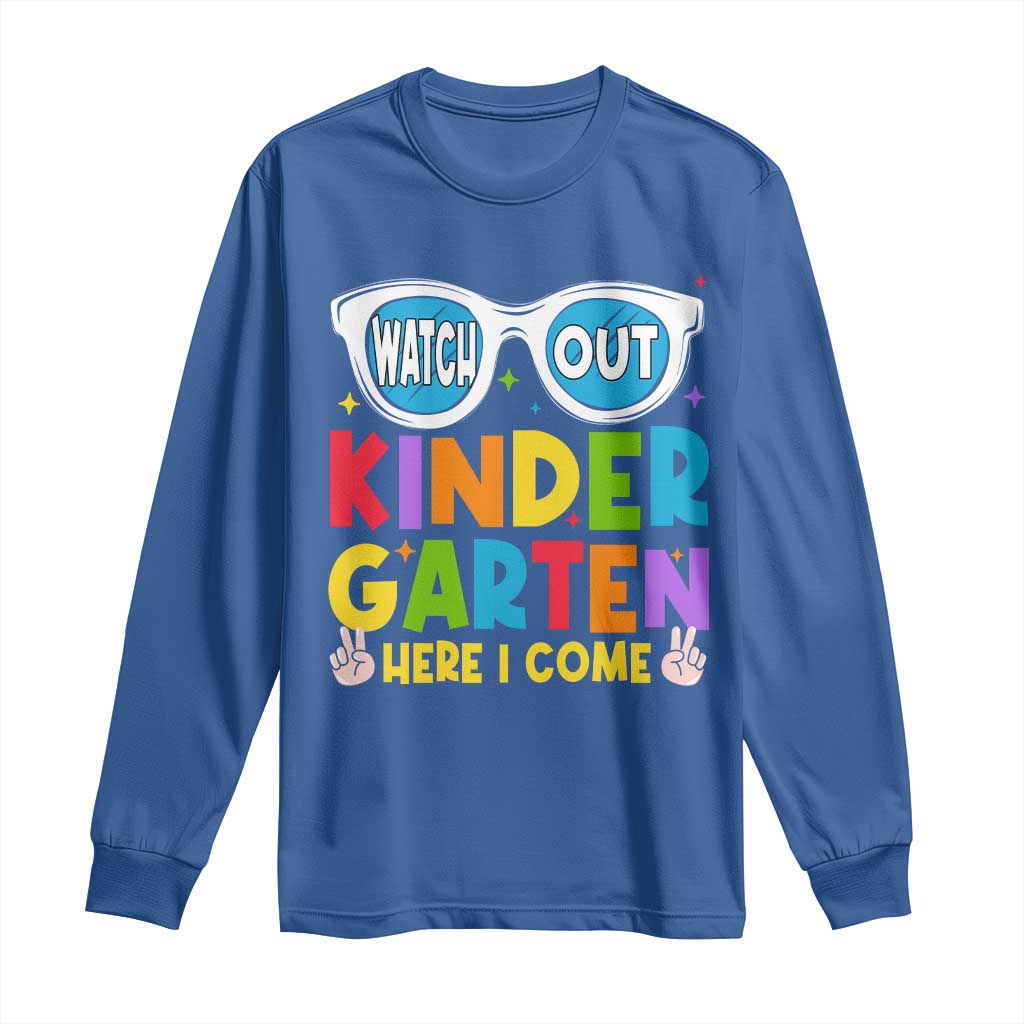 Back to School Kinder Long Sleeve Shirt Funny Kindergarten Teacher Team TS10 Royal Blue Print Your Wear