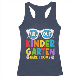 Back to School Kinder Racerback Tank Top Funny Kindergarten Teacher Team TS10 Navy Print Your Wear