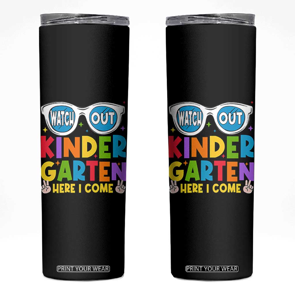 Back to School Kinder Skinny Tumbler Funny Kindergarten Teacher Team TS10 Black Print Your Wear