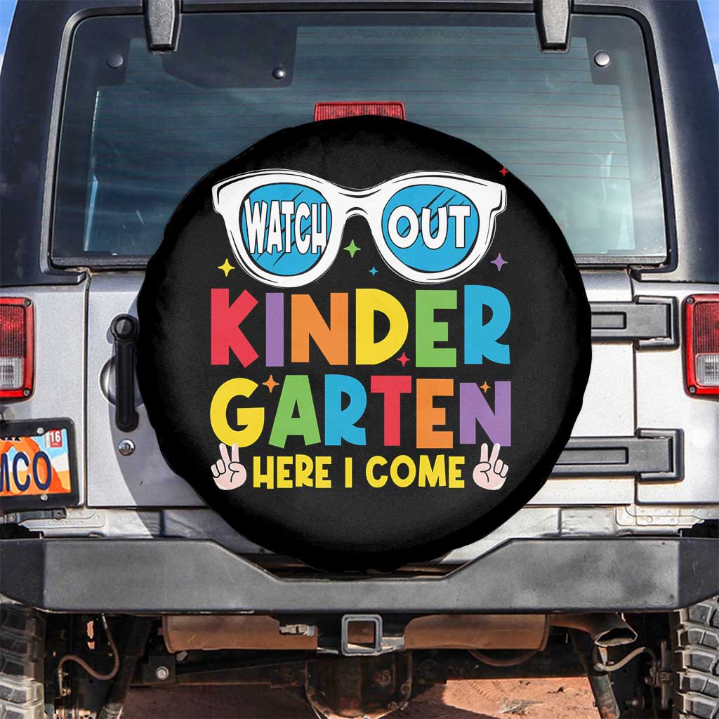 Back to School Kinder Spare Tire Cover Funny Kindergarten Teacher Team TS10 No hole Black Print Your Wear