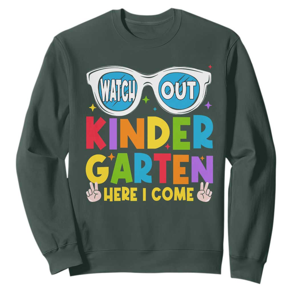 Back to School Kinder Sweatshirt Funny Kindergarten Teacher Team TS10 Dark Forest Green Print Your Wear