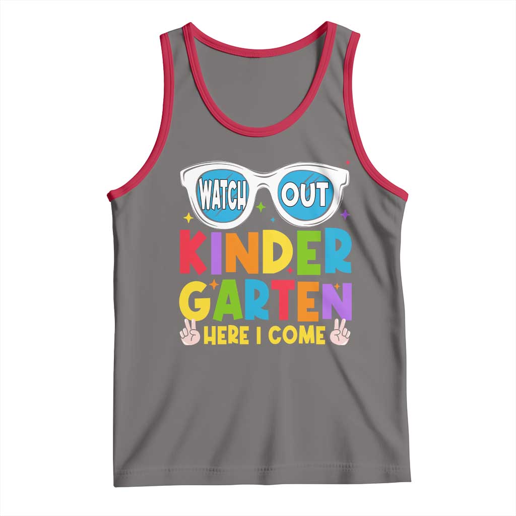 Back to School Kinder Tank Top Funny Kindergarten Teacher Team TS10 Deep Heather Red Print Your Wear