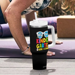 Back to School Kinder Tumbler With Handle Funny Kindergarten Teacher Team TS10 Print Your Wear