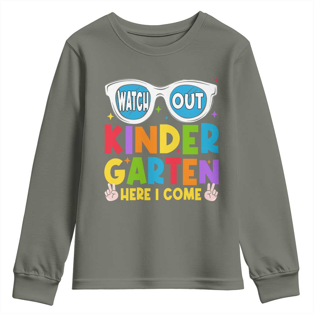 Back to School Kinder Youth Sweatshirt Funny Kindergarten Teacher Team TS10 Military Green Print Your Wear