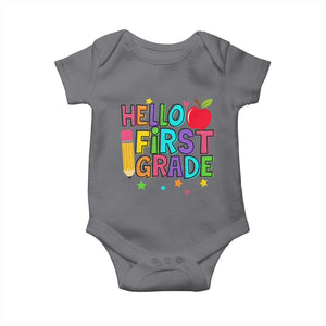 Hello First Grade Teacher Baby Onesie Back To School 1st Grade Team TS10 Charcoal Print Your Wear