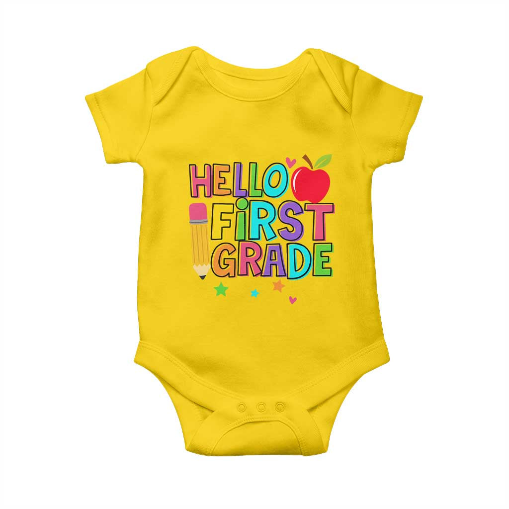 Hello First Grade Teacher Baby Onesie Back To School 1st Grade Team TS10 Daisy Print Your Wear