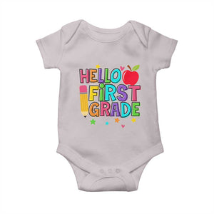 Hello First Grade Teacher Baby Onesie Back To School 1st Grade Team TS10 Ice Gray Print Your Wear