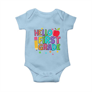 Hello First Grade Teacher Baby Onesie Back To School 1st Grade Team TS10 Light Blue Print Your Wear