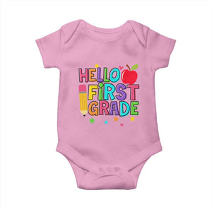 Hello First Grade Teacher Baby Onesie Back To School 1st Grade Team TS10 Light Pink Print Your Wear