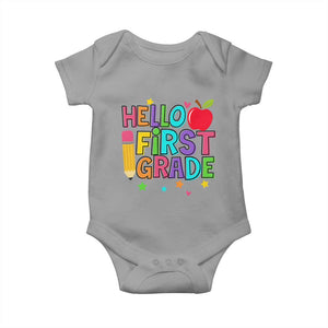 Hello First Grade Teacher Baby Onesie Back To School 1st Grade Team TS10 Sport Gray Print Your Wear