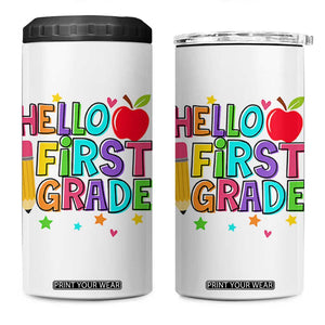 Hello First Grade Teacher 4 in 1 Can Cooler Tumbler Back To School 1st Grade Team TS10 One Size: 16 oz White Print Your Wear