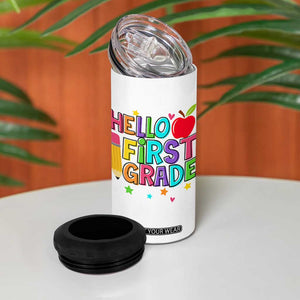 Hello First Grade Teacher 4 in 1 Can Cooler Tumbler Back To School 1st Grade Team TS10 Print Your Wear