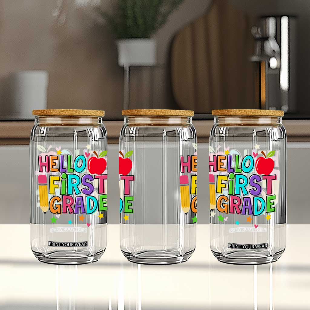 Hello First Grade Teacher Glass Can Back To School 1st Grade Team TS10 Print Your Wear