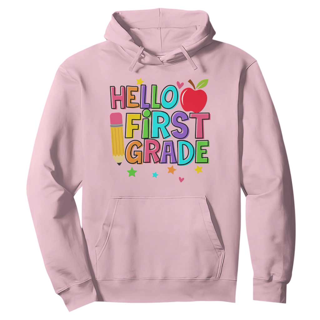 Hello First Grade Teacher Hoodie Back To School 1st Grade Team TS10 Light Pink Print Your Wear