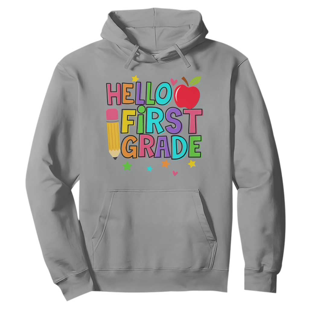 Hello First Grade Teacher Hoodie Back To School 1st Grade Team TS10 Sport Gray Print Your Wear