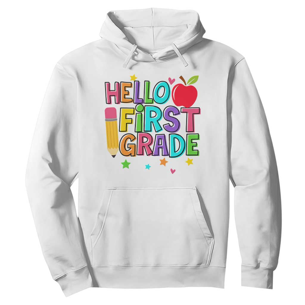 Hello First Grade Teacher Hoodie Back To School 1st Grade Team TS10 White Print Your Wear