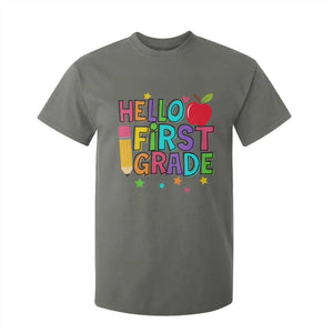 Hello First Grade Teacher T Shirt For Kid Back To School 1st Grade Team TS10 Military Green Print Your Wear