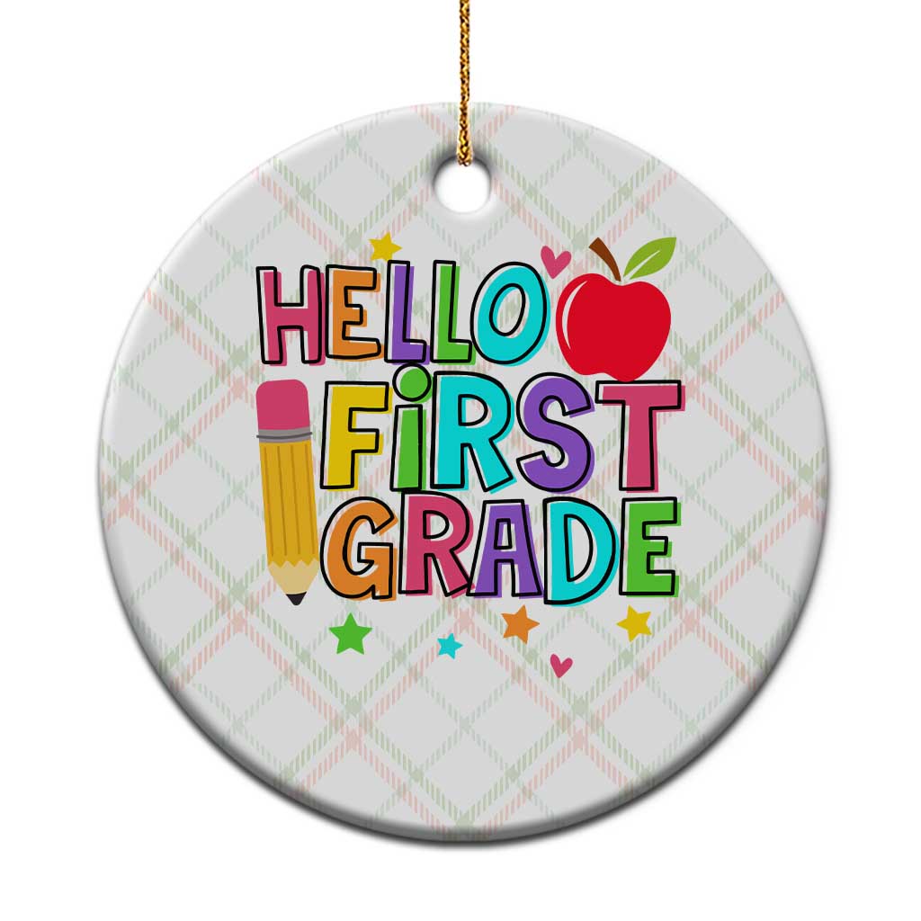 Hello First Grade Teacher Ceramic Ornament Back To School 1st Grade Team TS10 1pc Christmas Plaid Print Your Wear