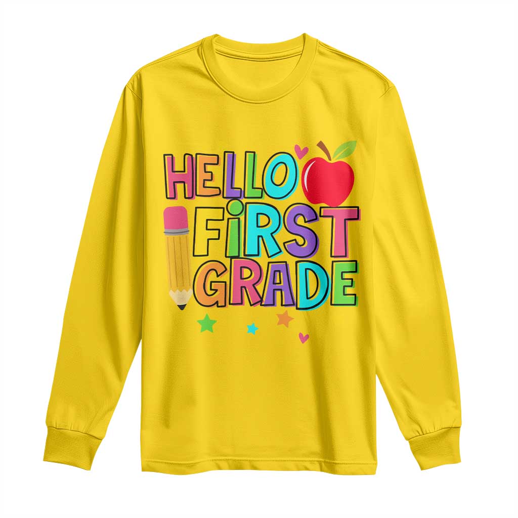 Hello First Grade Teacher Long Sleeve Shirt Back To School 1st Grade Team TS10 Daisy Print Your Wear