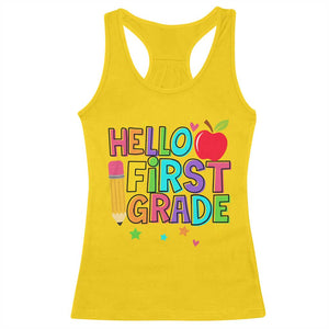 Hello First Grade Teacher Racerback Tank Top Back To School 1st Grade Team TS10 Daisy Print Your Wear