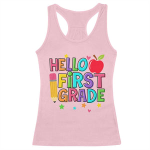 Hello First Grade Teacher Racerback Tank Top Back To School 1st Grade Team TS10 Light Pink Print Your Wear