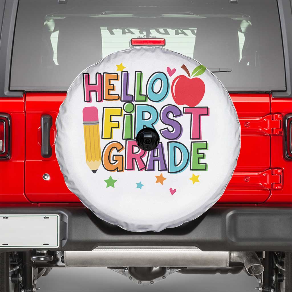 Hello First Grade Teacher Spare Tire Cover Back To School 1st Grade Team TS10 White Print Your Wear