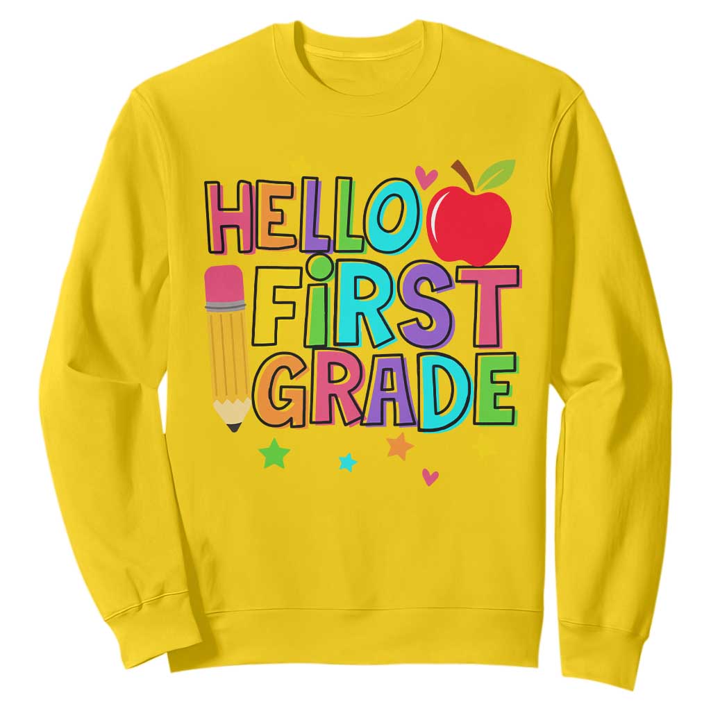 Hello First Grade Teacher Sweatshirt Back To School 1st Grade Team TS10 Daisy Print Your Wear