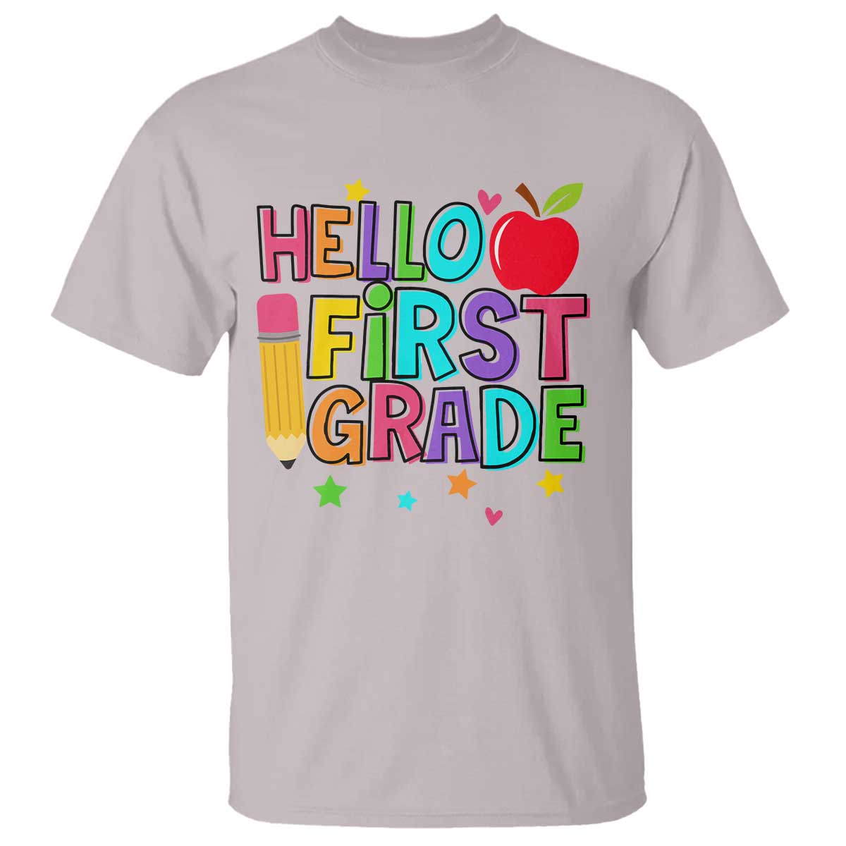 Hello First Grade Teacher T Shirt Back To School 1st Grade Team TS10 Ice Gray Print Your Wear