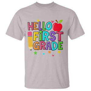 Hello First Grade Teacher T Shirt Back To School 1st Grade Team TS10 Ice Gray Print Your Wear