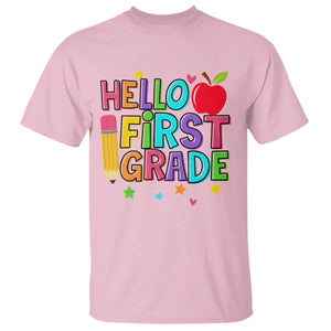 Hello First Grade Teacher T Shirt Back To School 1st Grade Team TS10 Light Pink Print Your Wear